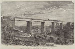 Tarradale Viadukt, auf der Melbourne und Sandhurst Eisenbahn, Australien (Gravur) von English School