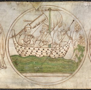 Tatwin bringt Guthlac mit dem Boot nach Crowland, aus 