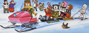 Teddys mit Schneemobil von English School