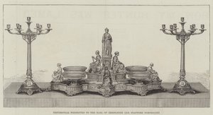 Testimonial präsentiert an den Earl of Iddesleigh (Sir Stafford Northcote) (Gravur) von English School
