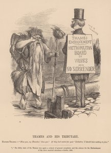 Thames und sein Nebenfluss; Karikatur von English School