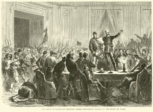 Das 106. Bataillon der Nationalgarde liefert Trochu im Hôtel de Ville ab, Oktober 1870 von English School