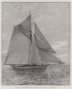 Die amerikanische Yacht Volunteer, gebaut um mit der Thistle um den America Cup zu konkurrieren (Gravur) von English School