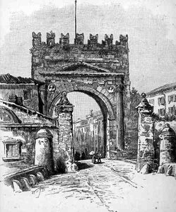 Der Bogen des Augustus, Rimini, Italien, aus 
