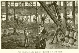 Die Armstrong-Waffenfabrik - Gießen von Schuss und Granate von English School