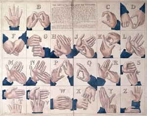 Die Kunst, mit den Fingern zu sprechen, Gebärdensprachalphabet von English School