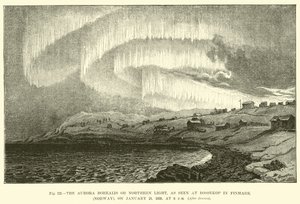 Das Nordlicht, wie es am 21. Januar 1839 um 18 Uhr in Bossekop in Finmark (Norwegen) zu sehen war