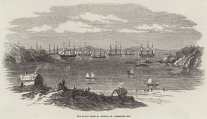 Die Baltische Flotte vor Anker, in der Elgsnabben Bucht (Gravur) von English School