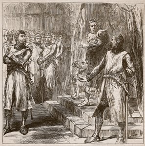 Die Barone revoltieren gegen den König, Illustration aus Cassells Illustrierter Geschichte Englands von English School