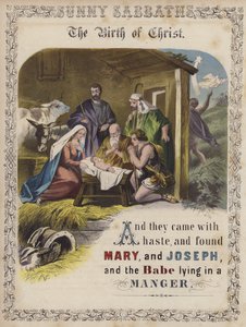 Die Geburt Christi (farbige Gravur) von English School