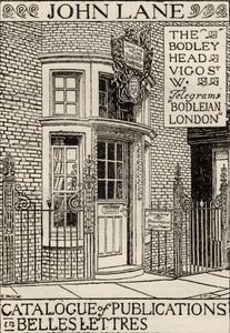 The Bodley Head Publishing House, Titelbildillustration aus dem Katalog der Veröffentlichungen in Belles Lettres von English School
