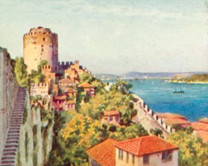 Der Bosporus von einer türkischen Festung aus (Farblithographie) von English School