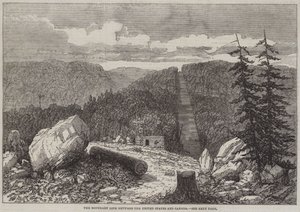 Die Grenzlinie zwischen den Vereinigten Staaten und Kanada (Stich) von English School