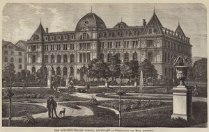 Die Baugewerbeschule, Stuttgart (Stich) von English School