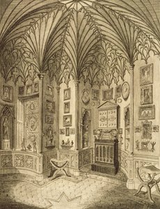 Das Kabinett, graviert von T. Morris, aus der Beschreibung von Strawberry Hill von Horace Walton, 1784 von English School