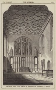 Die Chapel Royal, Savoy, Strand, wie restauriert, Mr. Sydney Smirke, RA, Architekt (Gravur) von English School