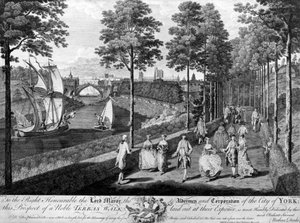 Die Stadt York, ein edler Terrassenweg, Druck von Charles Grignon von English School