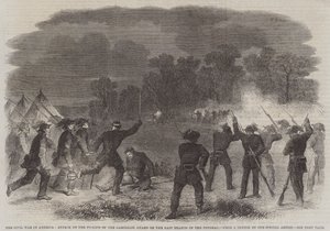 Der Bürgerkrieg in Amerika, Angriff auf die Vorposten der Garibaldi-Garde am östlichen Arm des Potomac (Stich) von English School