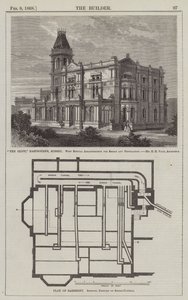 "The Cliff," Eastbourne, Sussex, mit speziellen Anordnungen für Rauch und Belüftung, Mr. H. H. Vale, Architekt (Gravur)