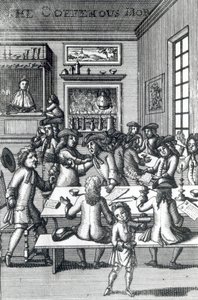 Der Kaffehaus-Mob, von Edward Ward, aus Vulgus Britannicus, 1710 von English School