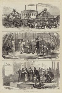 Die Grubenexplosion in Wigan (Stich) von English School