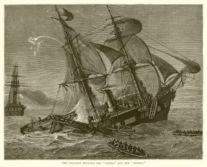 Die Kollision zwischen der Oneida und der Bombay von English School