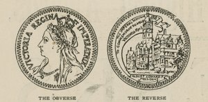 Die Gedenkmedaille, die Ihrer Majestät vom Prinzen von Wales als Präsident des Imperial Institute am Tag der Eröffnungszeremonie überreicht wurde