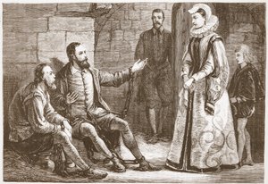Die Gräfin von Reux besucht De Bray und La Grange im Gefängnis, Illustration aus Die Geschichte des Protestantismus von James Aitken Wylie, veröffentlicht 1878 von English School