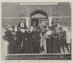 Der Besuch des Zaren in Dänemark, eine königliche Gruppe in Smidstrup, dem Landsitz des Königs von Griechenland (Gravur) von English School