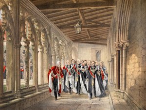 Der Deans Cloister, Windsor, 10. März 1863, aus Ein Gedenkbuch zur Hochzeit von Edward VII. und Alexandra von Dänemark, veröffentlicht 1864