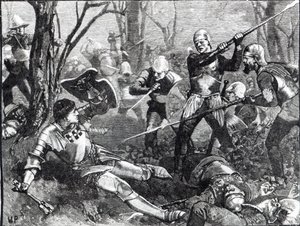 Der Tod des Königsmachers in der Schlacht von Barnet, ca. 1880