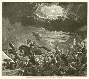 Die Zerstörung von Sanheribs Armee, Jesaja, xxxvii, 36 (Gravur) von English School