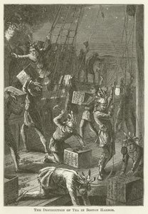 Die Zerstörung des Tees im Bostoner Hafen von English School