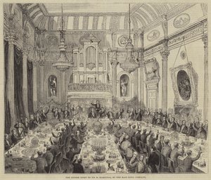 Das Dinner für Sir H Hardinge, von der East India Company (Gravur) von English School