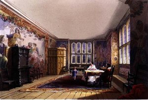 Das Wohnzimmer, Cotehele Haus, ca. 1830-40 von English School