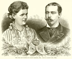 Der Herzog und die Herzogin von Albany (verheiratet, 1882. Herzog von Albany gestorben, 1884) von English School