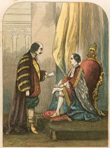 Der Herzog von Northumberland überredet Edward VI., die Thronfolge zu ändern von English School
