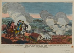 Der Herzog von York (1763-1827) besiegt die Franzosen bei Cateau, 26. April 1794, aus einer Reihe von Szenen des Siebenjährigen Krieges, veröffentlicht von F. West, 1834
