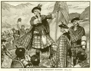Der Earl of Mar erhebt das Banner des Prätendenten von English School