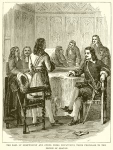 Der Earl of Shrewsbury und andere Peers senden ihre Vorschläge an den Prinzen von Oranien von English School