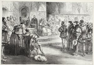 Der Kurfürst von Sachsen liest den Protest auf dem Reichstag zu Speyer, Illustration aus Die Geschichte des Protestantismus von James Aitken Wylie, veröffentlicht 1878