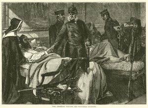 Der Kaiser besucht seine verwundeten Soldaten, Mai 1871 von English School