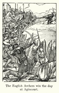Die englischen Bogenschützen gewinnen den Tag bei Agincourt von English School