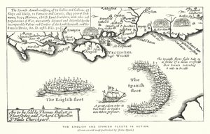 Die englischen und spanischen Flotten im Gefecht (Stich) von English School