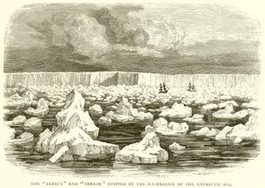 Die Erebus und Terror werden von der Eisbarriere der Antarktis gestoppt