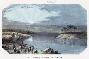 Der Euphrat und die Ebenen von Babylon (farbige Gravur)