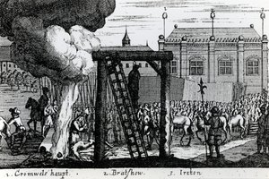 Die Hinrichtung von Oliver Cromwell, John Bradshaw und Henry Ireton, ca. 1661 von English School