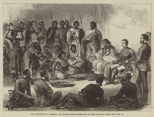 Die Expedition nach Abessinien, Sir Robert Napier vom Prinzen von Tigre empfangen von English School