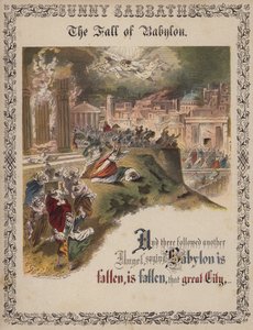 Der Fall Babylons (farbige Gravur) von English School