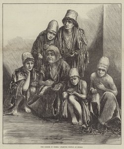 Die Hungersnot in Persien, hungernde Menschen in Shiraz (Gravur) von English School